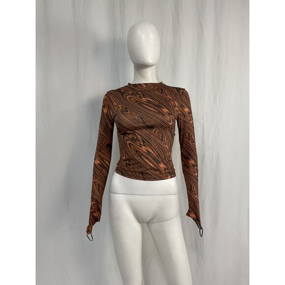 Maisie Wilen Body Shop Brown Polyester Top Size S - Picture 2 of 4
